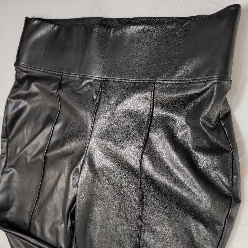 Women's Nine West Black Faux Leather Leggings L - Picture 2 of 11